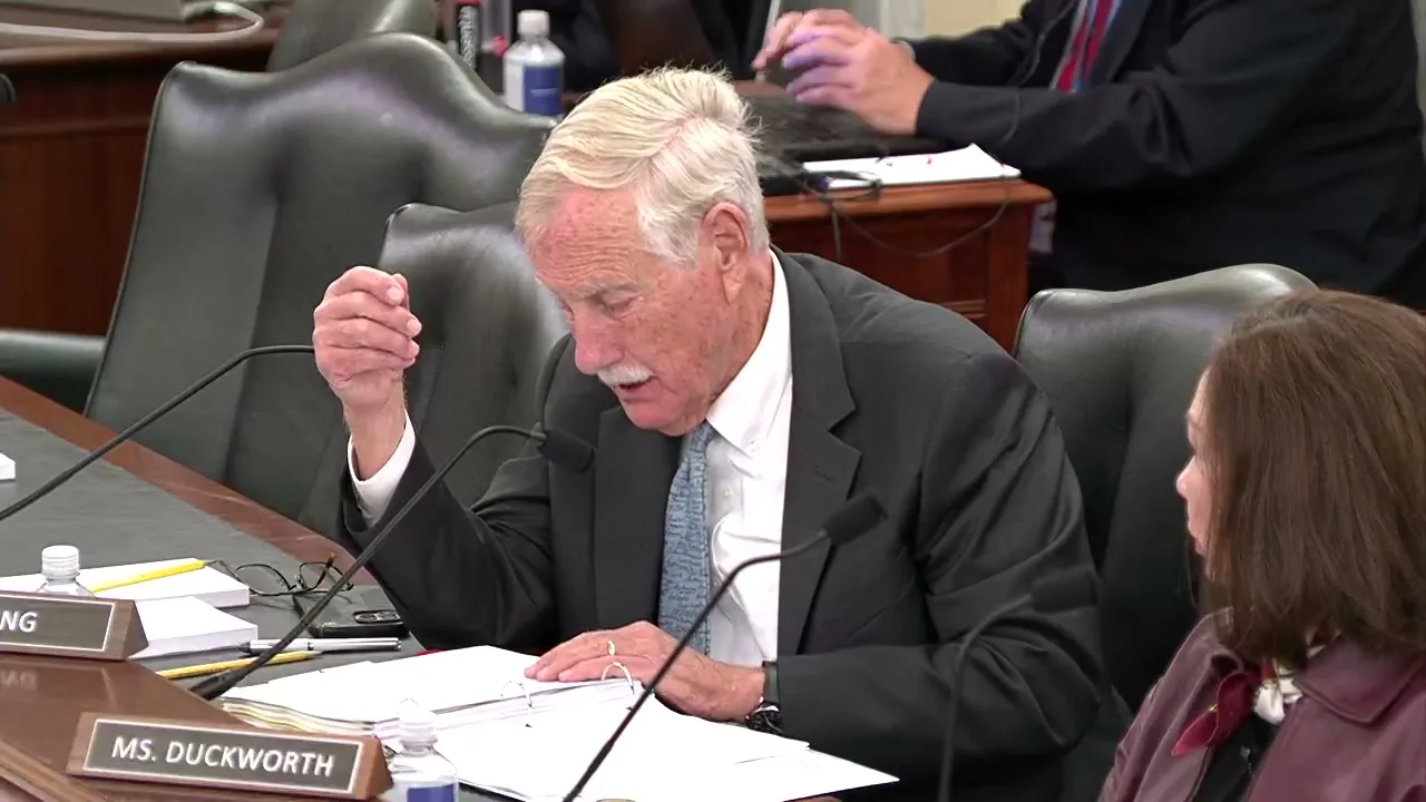 Sen. Angus King questions Maria Chapa Lopez at the Senate Veterans' Affairs Committee hearing