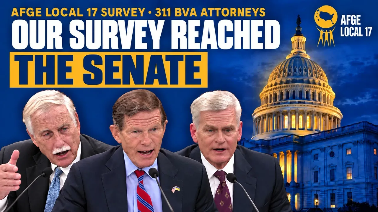Senators Angus King, Richard Blumenthal, and Bill Cassidy in front of the U.S. Capitol, with the headline Our Survey Reached the Senate
