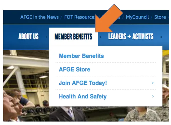 Member Benefits link in menu