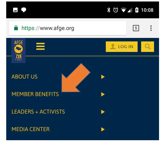 member benefits link in cell phone menu