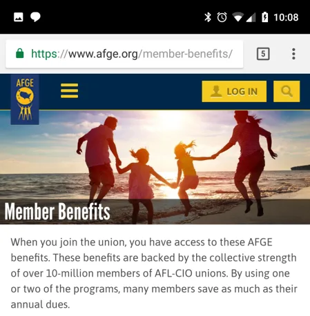 member benefits page on mobile
